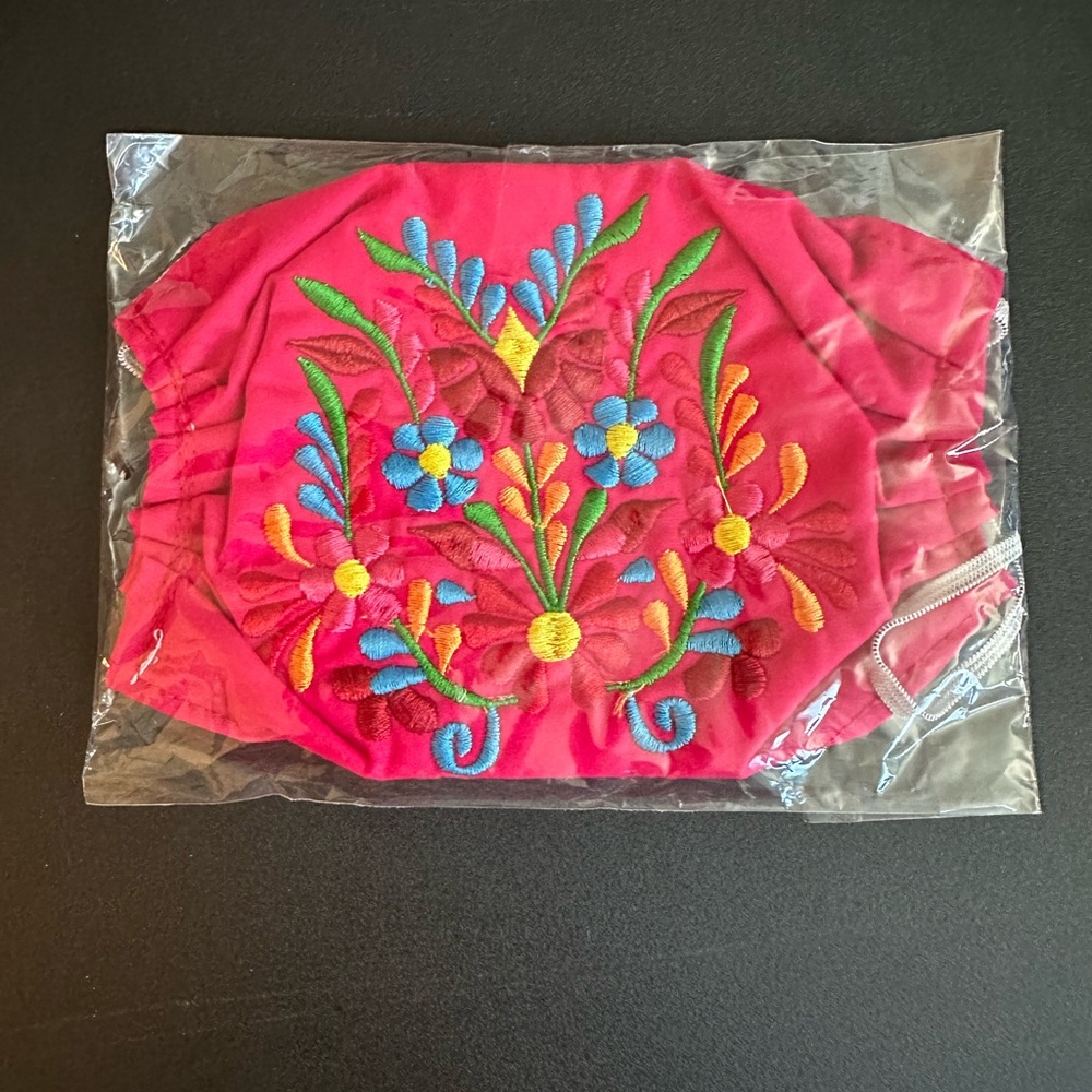 Beautiful Embroidered Floral Pattern Mask - Made in Mexico